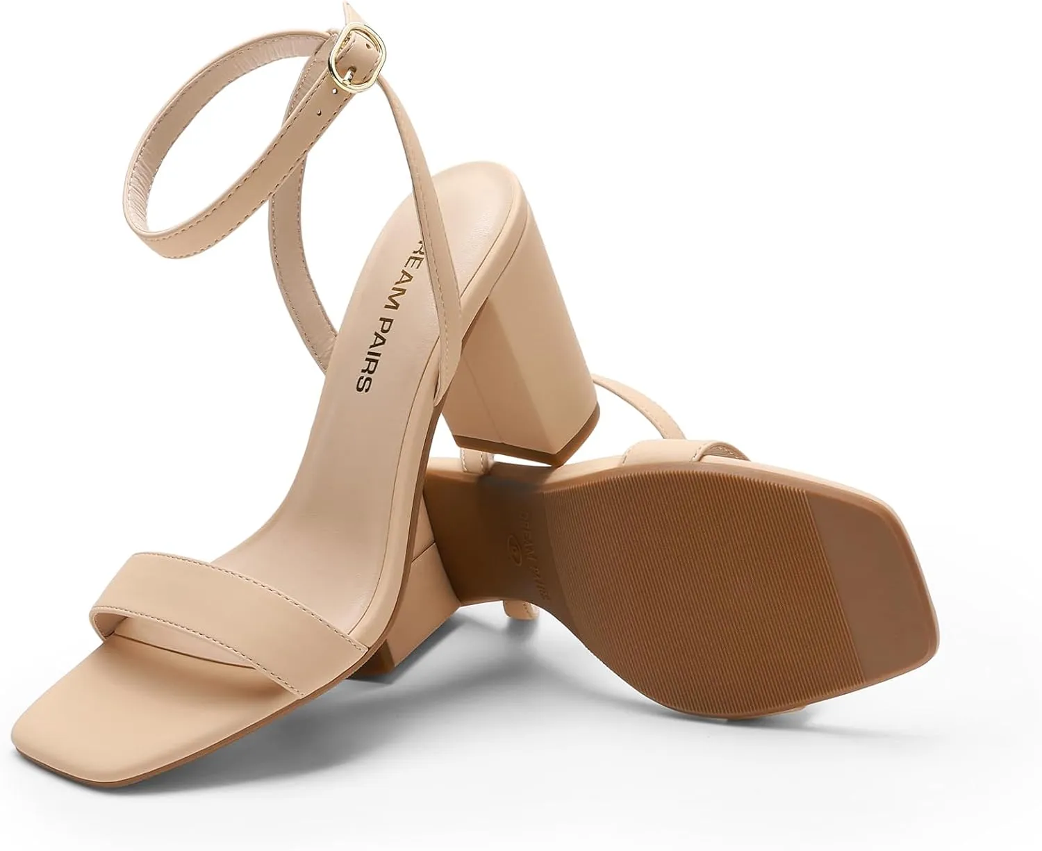 DREAM PAIRS Women's Chunky Heels Square Open Toe Ankle Buckle Strappy Block Heeled Sandals for Party Wedding Daily