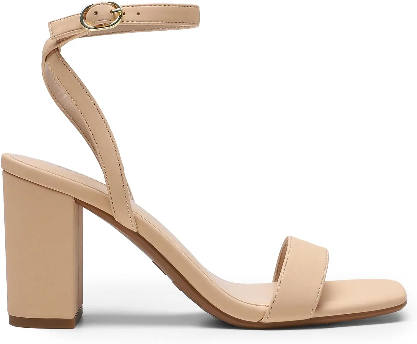 DREAM PAIRS Women's Chunky Heels Square Open Toe Ankle Buckle Strappy Block Heeled Sandals for Party Wedding Daily