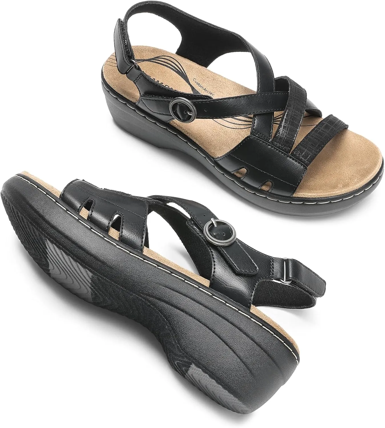 DREAM PAIRS Women's Comfortable Arch Support Wedge Sandals Open Toe Summer Walking Shoe