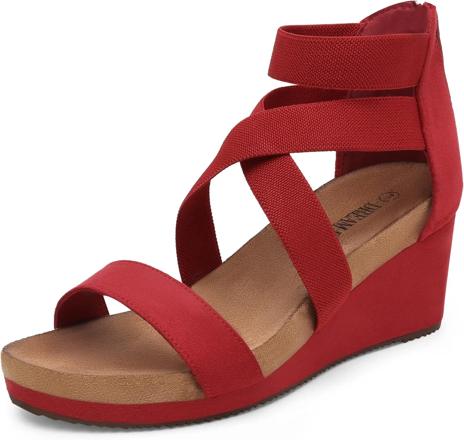 DREAM PAIRS Womens Elastic Ankle Strap Open Toe Platform Wedge Sandals Comfortable Summer Shoes