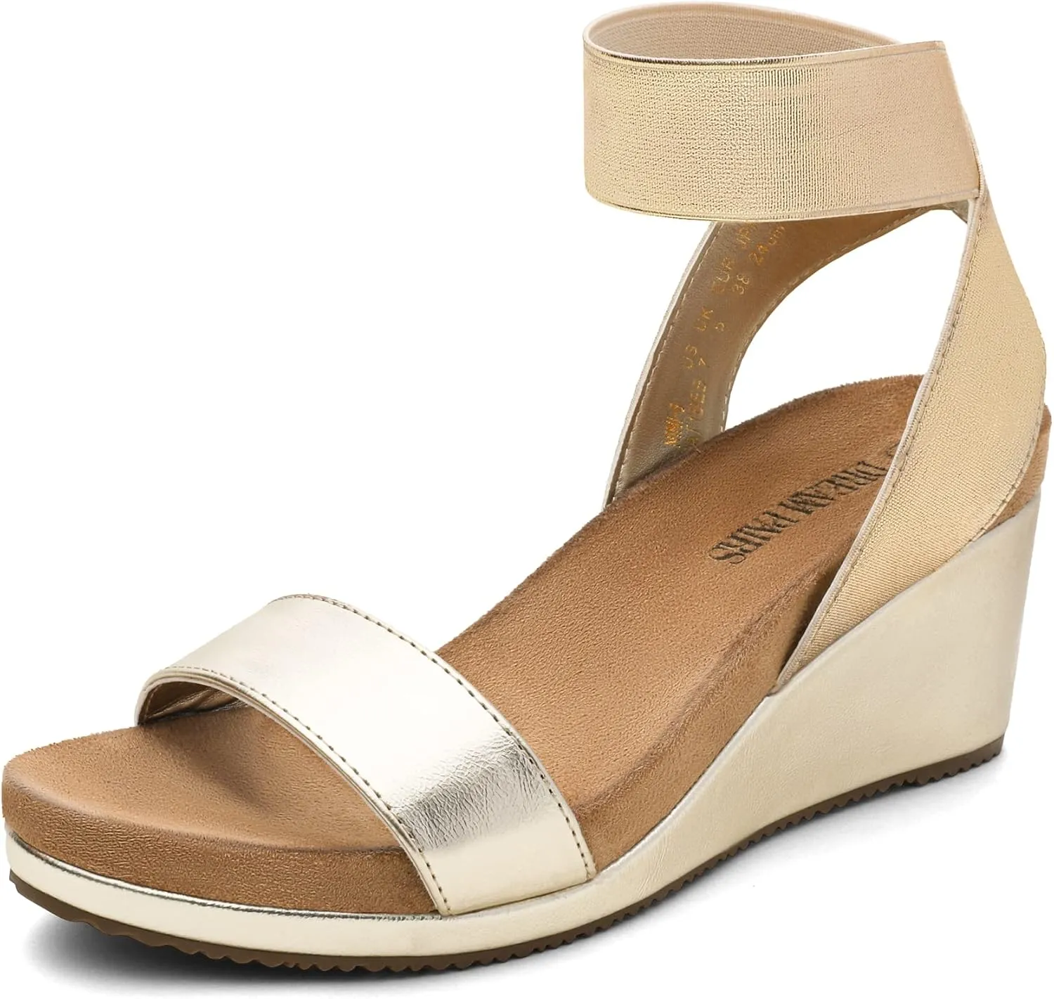 DREAM PAIRS Womens Elastic Ankle Strap Open Toe Platform Wedge Sandals Comfortable Summer Shoes