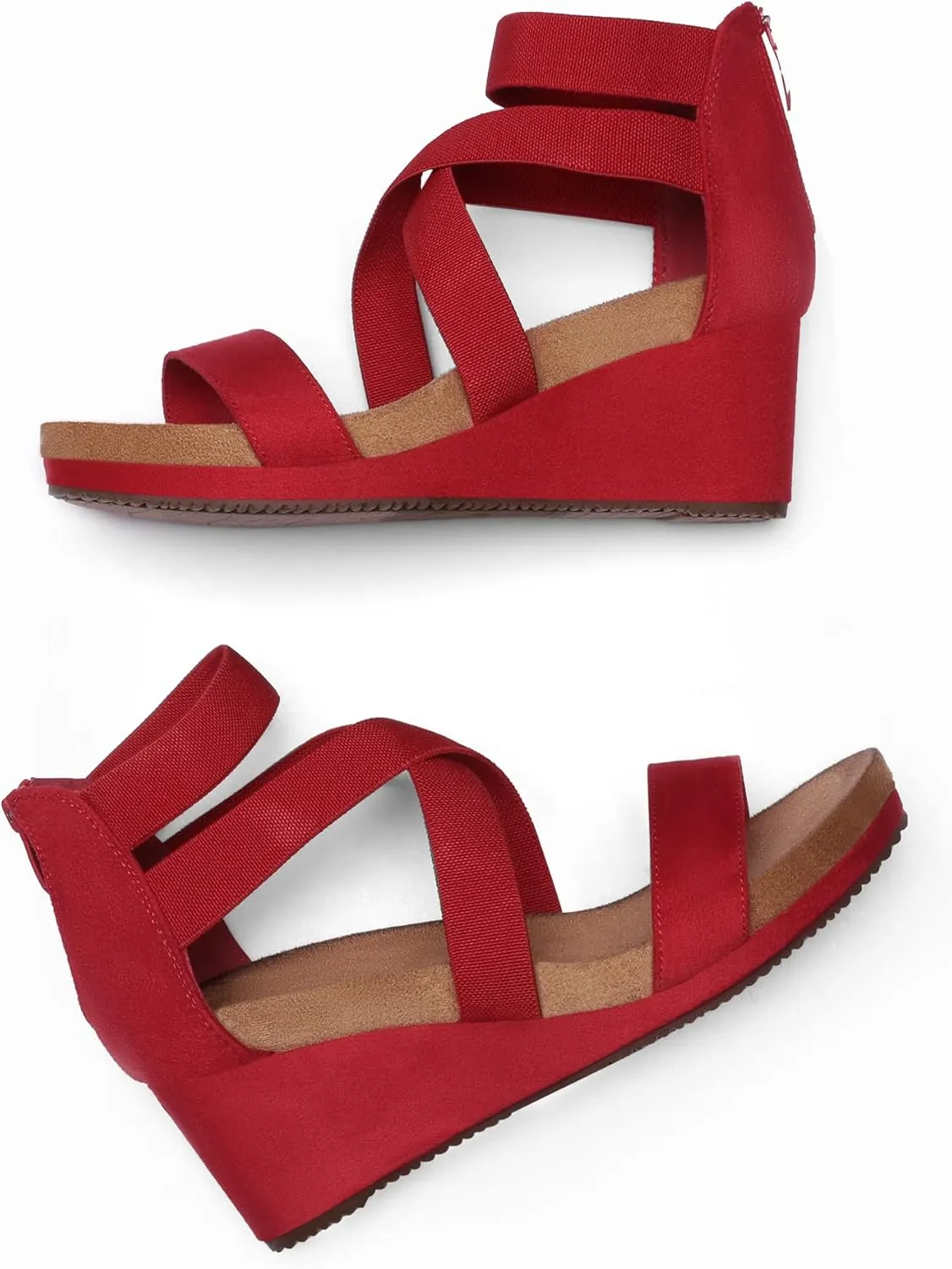 DREAM PAIRS Womens Elastic Ankle Strap Open Toe Platform Wedge Sandals Comfortable Summer Shoes