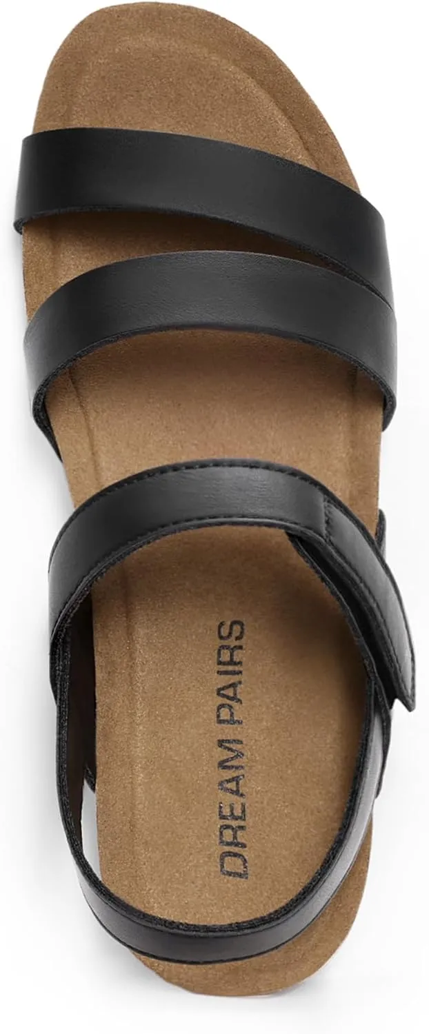 DREAM PAIRS Women's Low Heel Wedge Sandals, Round-Toe Comfortable Casual Flatform Dress Shoes with Arch Support