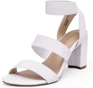 DREAM PAIRS Women's Open Toe High Chunky Elastic Strap Dress Heel Sandals