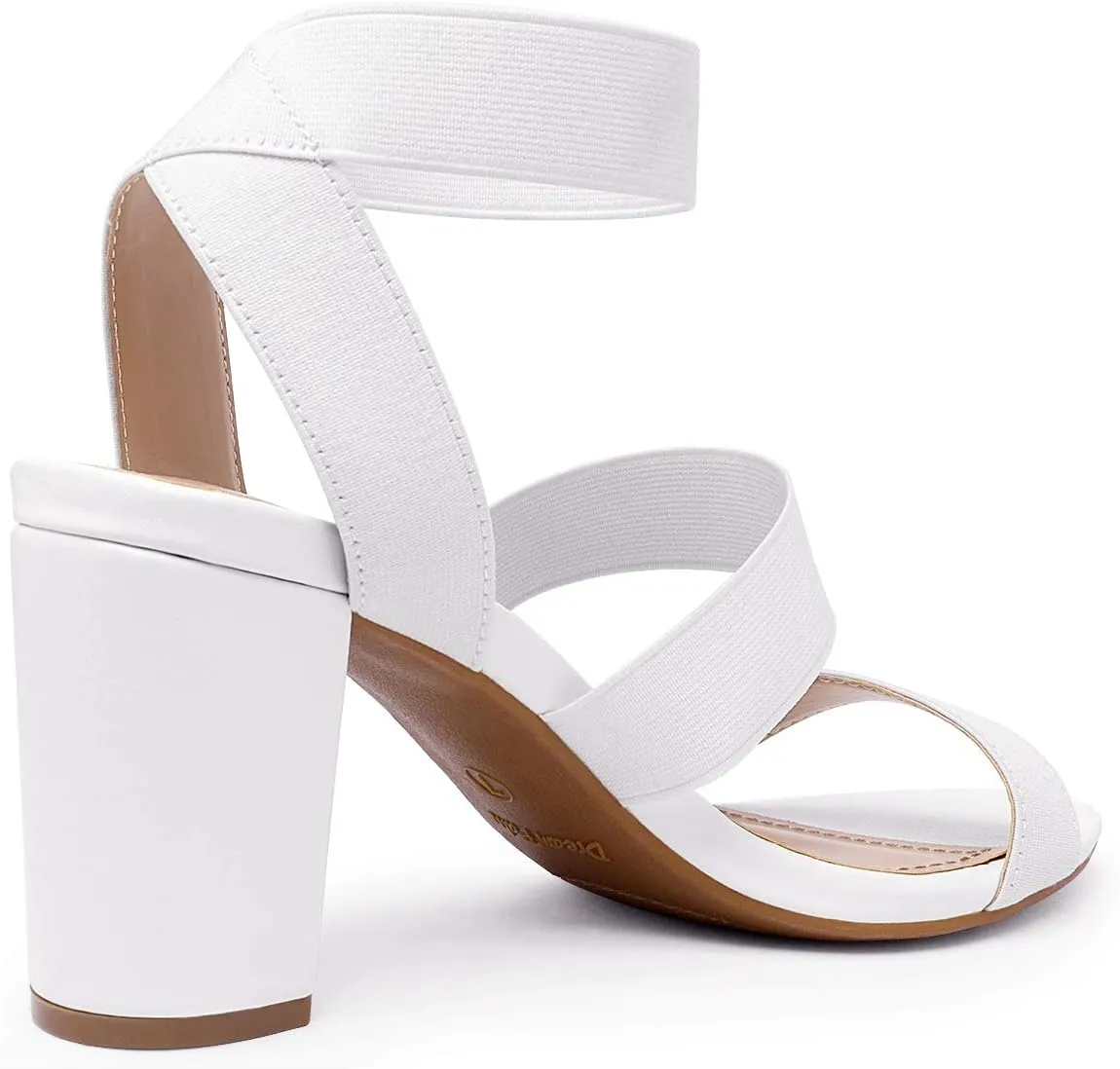 DREAM PAIRS Women's Open Toe High Chunky Elastic Strap Dress Heel Sandals