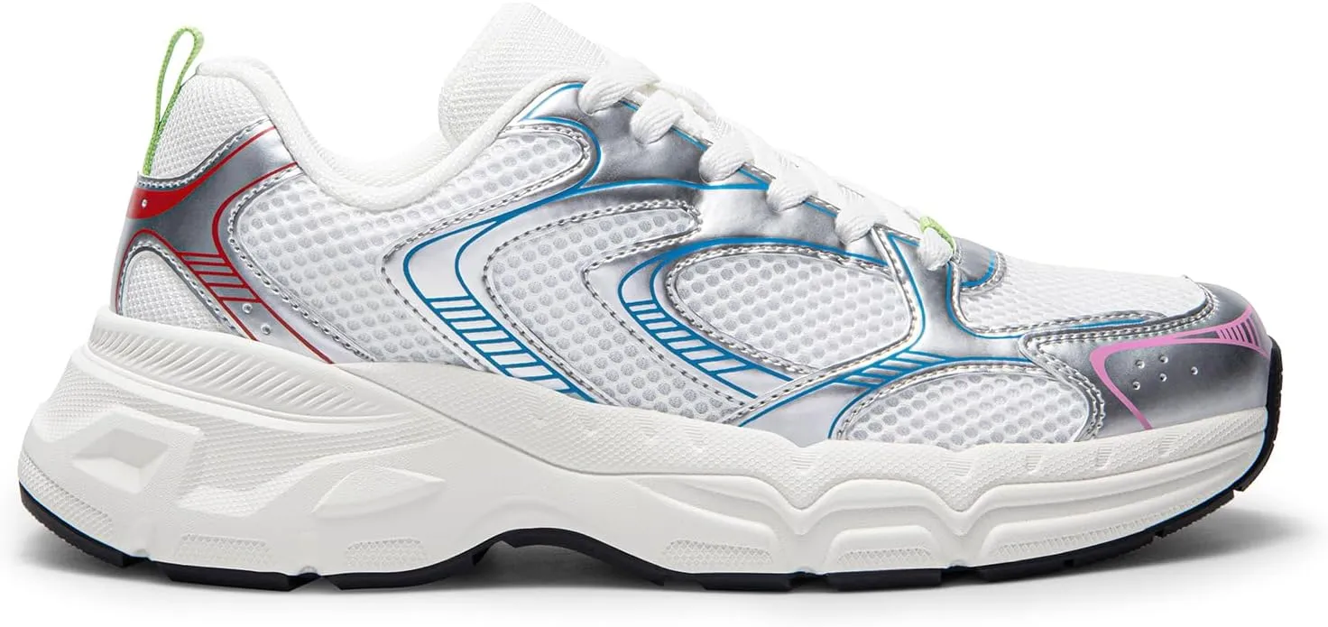 DREAM PAIRS Women's Platform Chunky Fashion Sneakers Walking Lace-Up Celi Comfortable Y2K-Style Sneakers Workout Sport Work Casual Tennis Shoes
