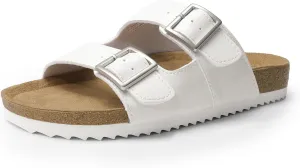 DREAM PAIRS Womens Slide Sandals Cork Footbed Open Toe Adjustable Flat Sandals Comfort Slip On Slippers for Summer