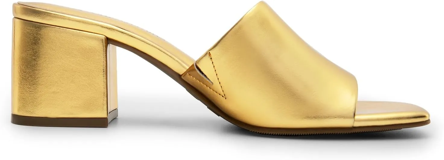DREAM PAIRS Women's Square Open Toe Heels Sandals Low Block Chunky Heeled Sandals Slide Sandals Slip on Comfortable Casual Pumps Shoes