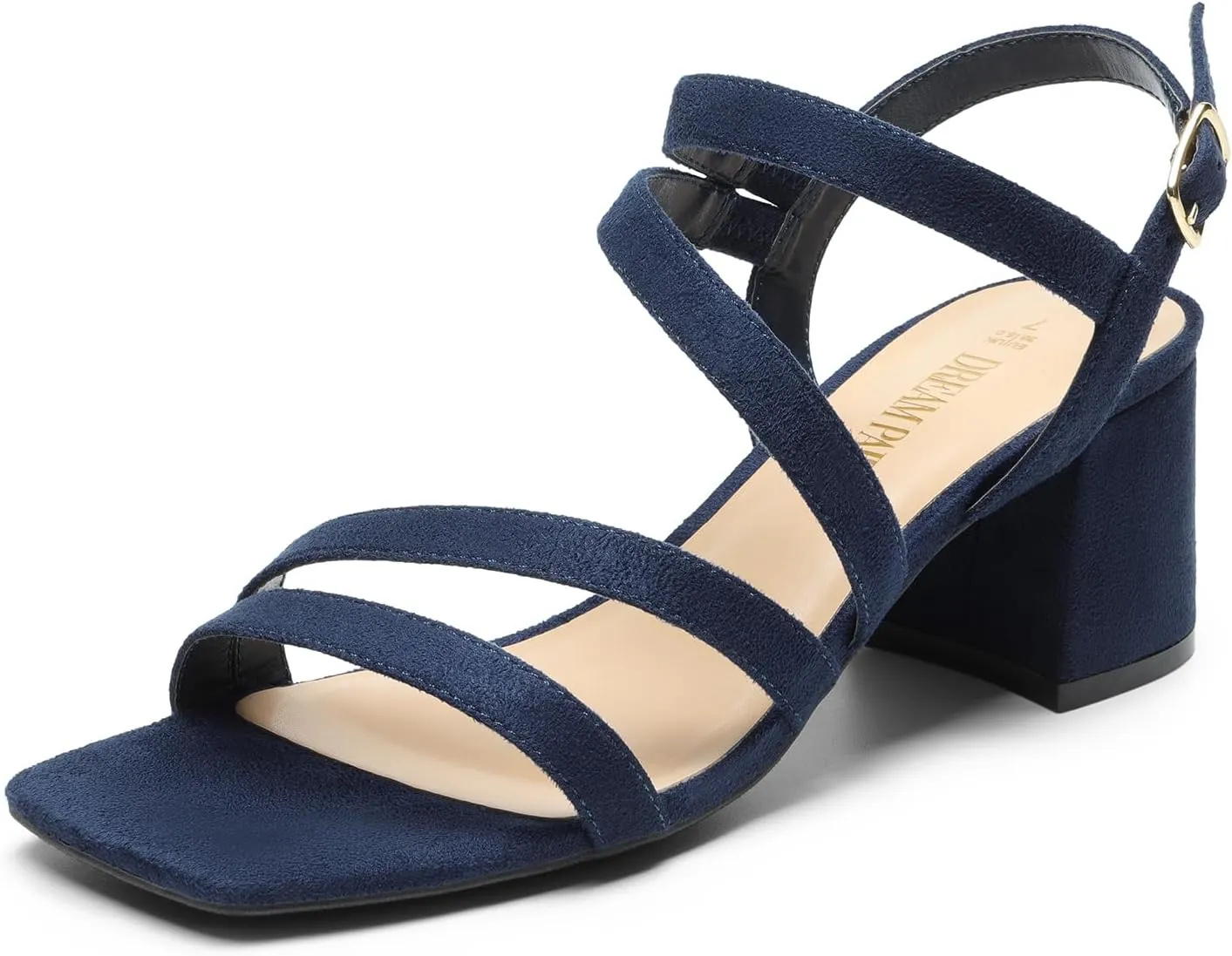 DREAM PAIRS Women's Strappy Chunky Heels Low Block Square Open Toe Sandals Dress Party Shoes