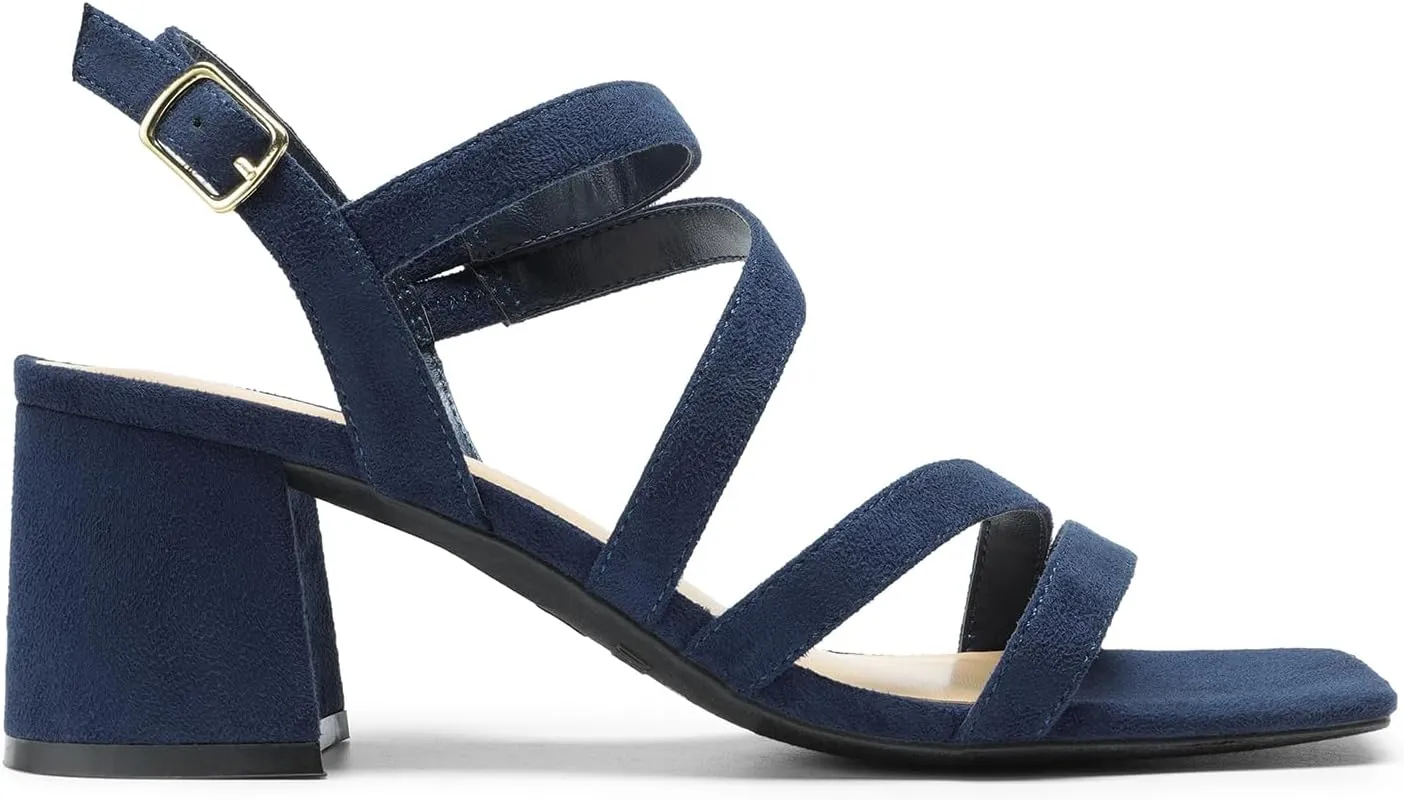 DREAM PAIRS Women's Strappy Chunky Heels Low Block Square Open Toe Sandals Dress Party Shoes