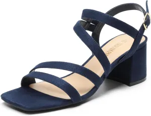 DREAM PAIRS Women's Strappy Chunky Heels Low Block Square Open Toe Sandals Dress Party Shoes