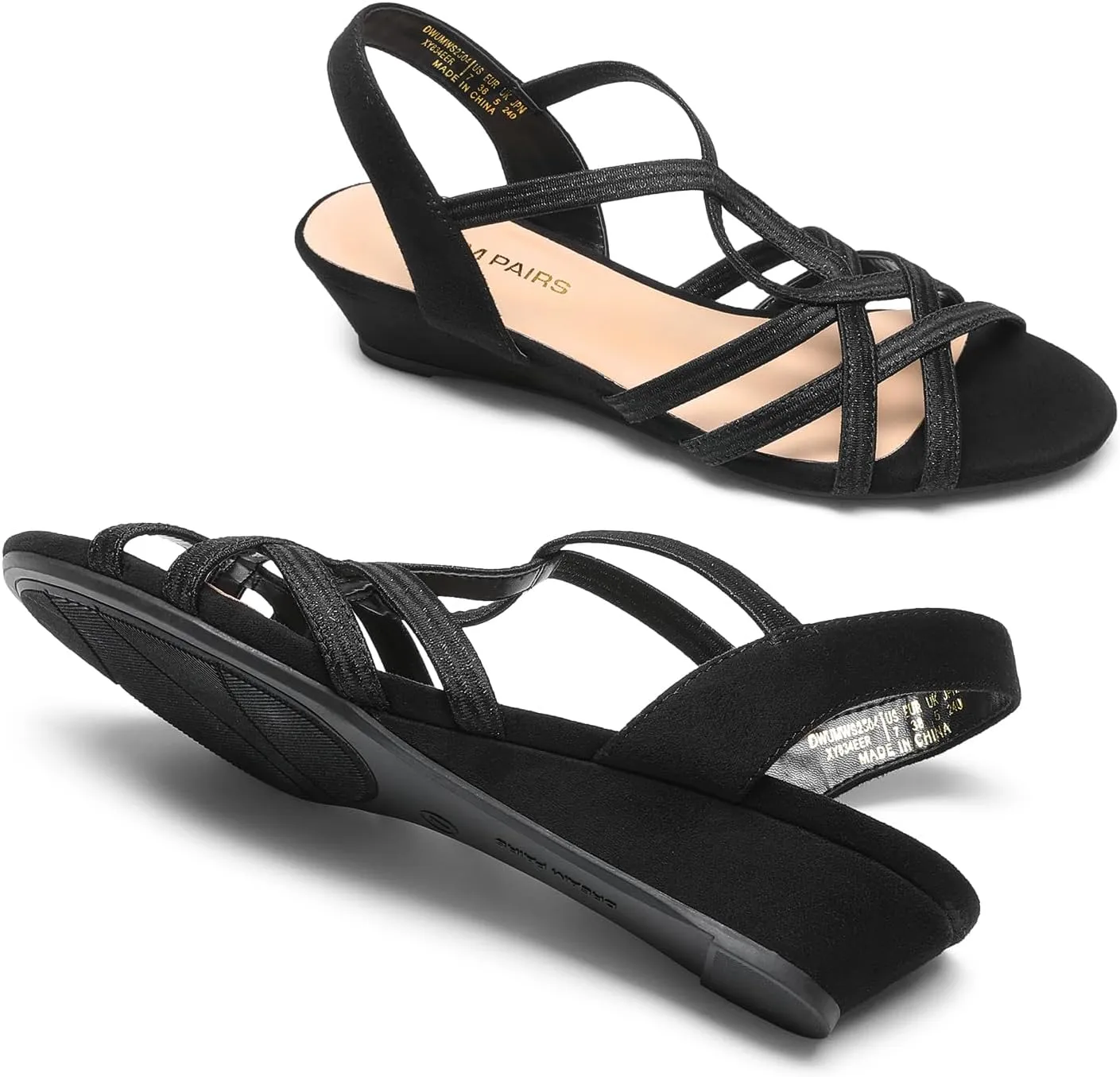 DREAM PAIRS Women's Strappy Wrapped Dressy Wedge Sandals Comfortable Low Heel Casual Summer Shoes