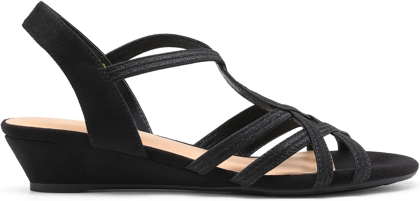 DREAM PAIRS Women's Strappy Wrapped Dressy Wedge Sandals Comfortable Low Heel Casual Summer Shoes