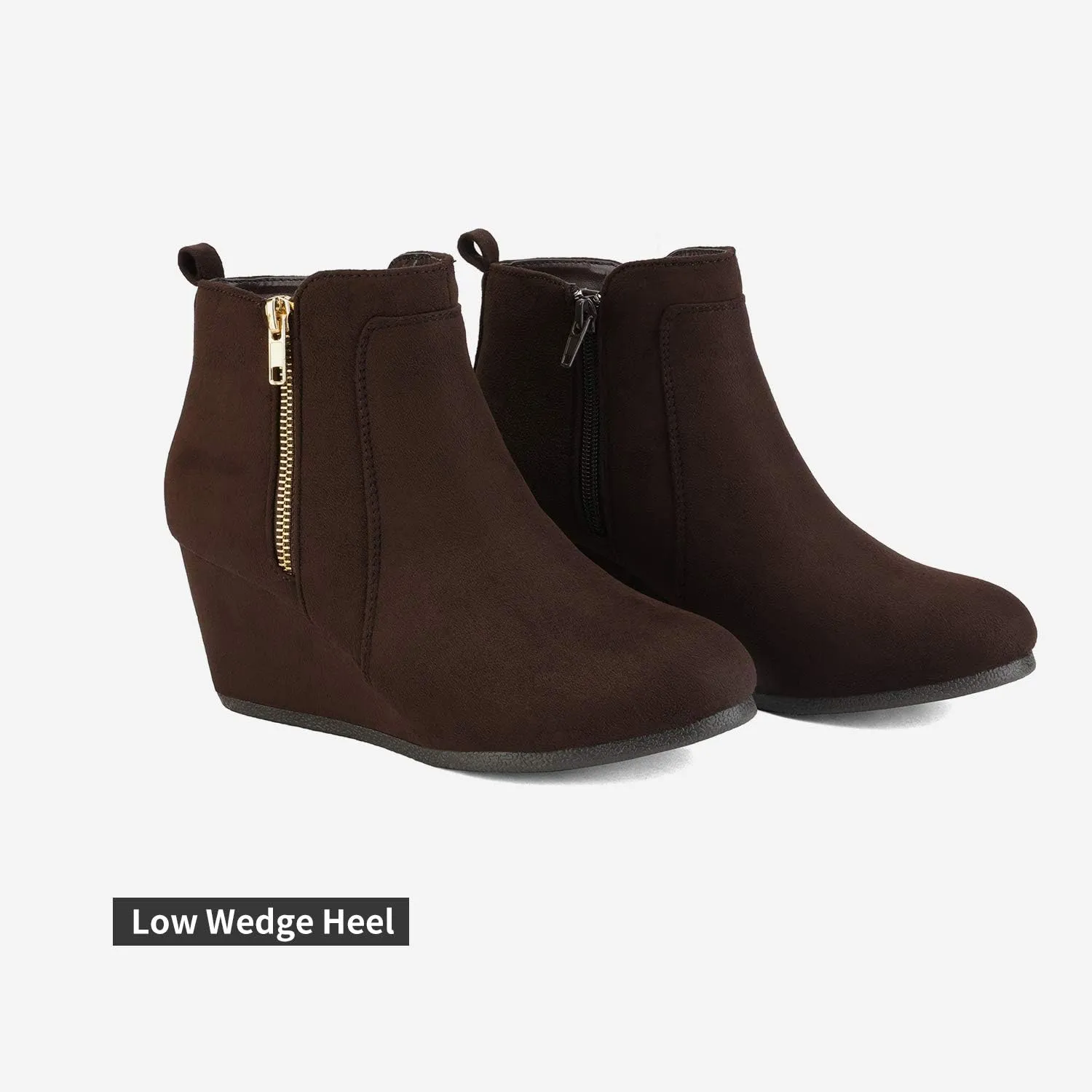 DREAM PAIRS Women's Suede Low Wedges Ankle Boots