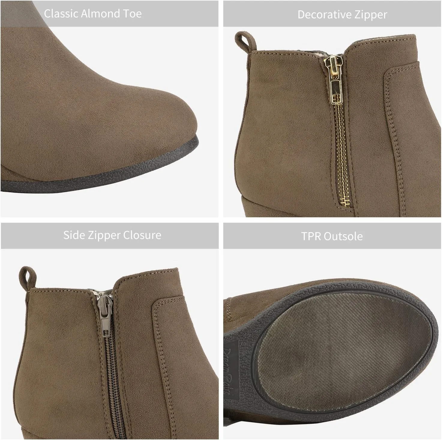 DREAM PAIRS Women's Suede Low Wedges Ankle Boots