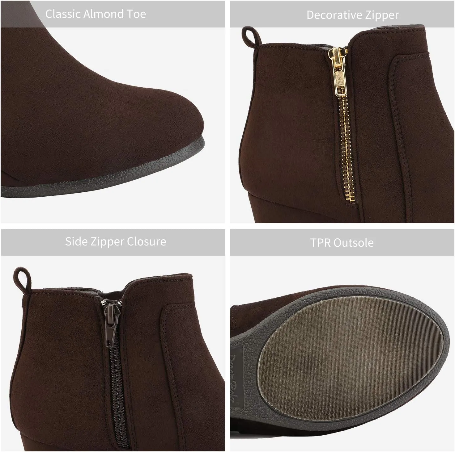 DREAM PAIRS Women's Suede Low Wedges Ankle Boots