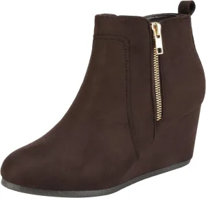 DREAM PAIRS Women's Suede Low Wedges Ankle Boots