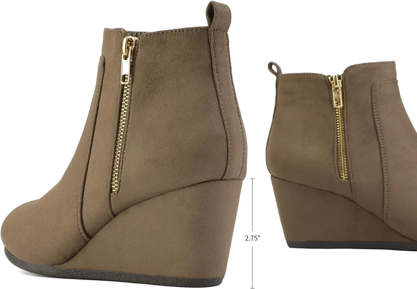 DREAM PAIRS Women's Suede Low Wedges Ankle Boots