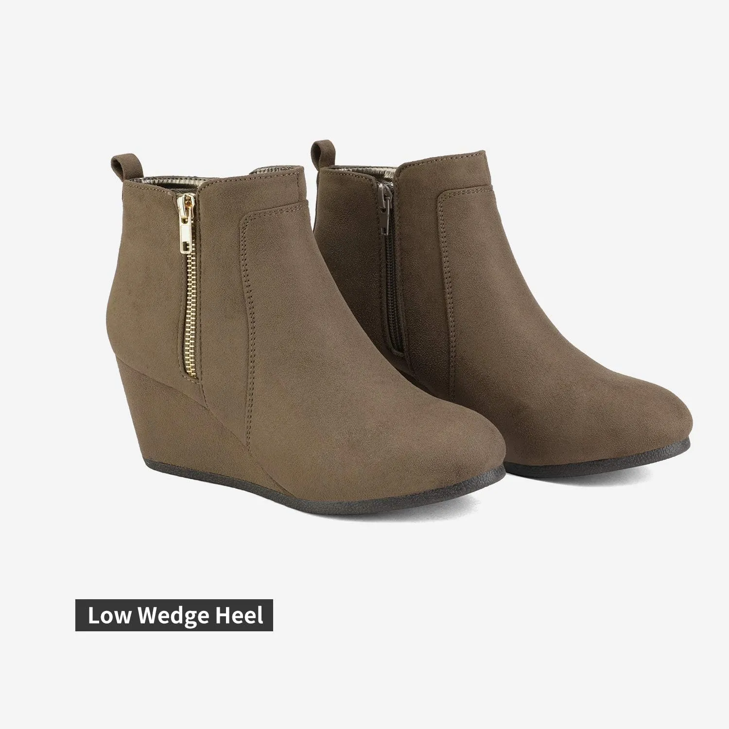 DREAM PAIRS Women's Suede Low Wedges Ankle Boots