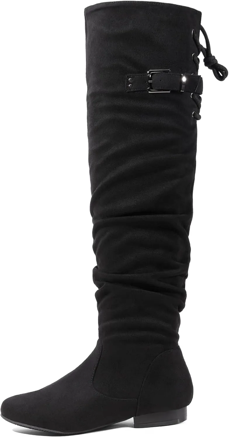 DREAM PAIRS Women's Suede Over The Knee Thigh High Winter Boots