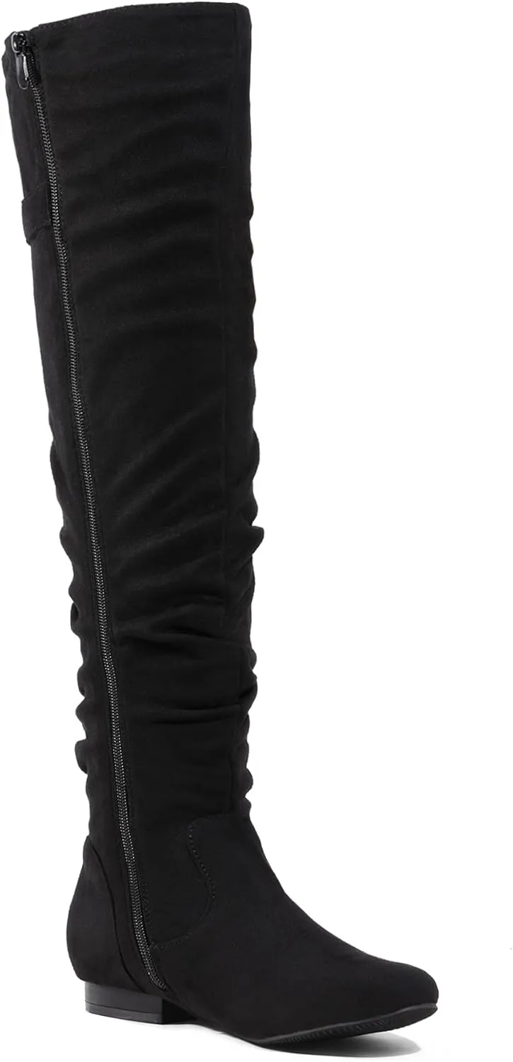 DREAM PAIRS Women's Suede Over The Knee Thigh High Winter Boots