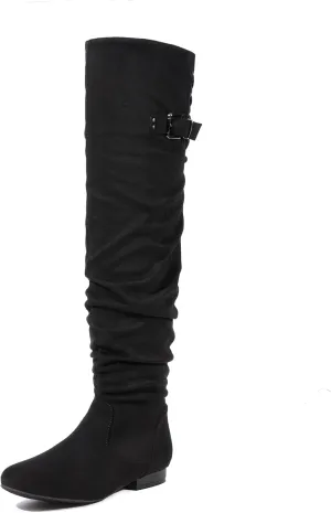 DREAM PAIRS Women's Suede Over The Knee Thigh High Winter Boots