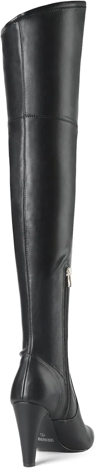 DREAM PAIRS Women's Thigh High Boots Over The Knee Heels Long Sexy Pointed Toe Boots