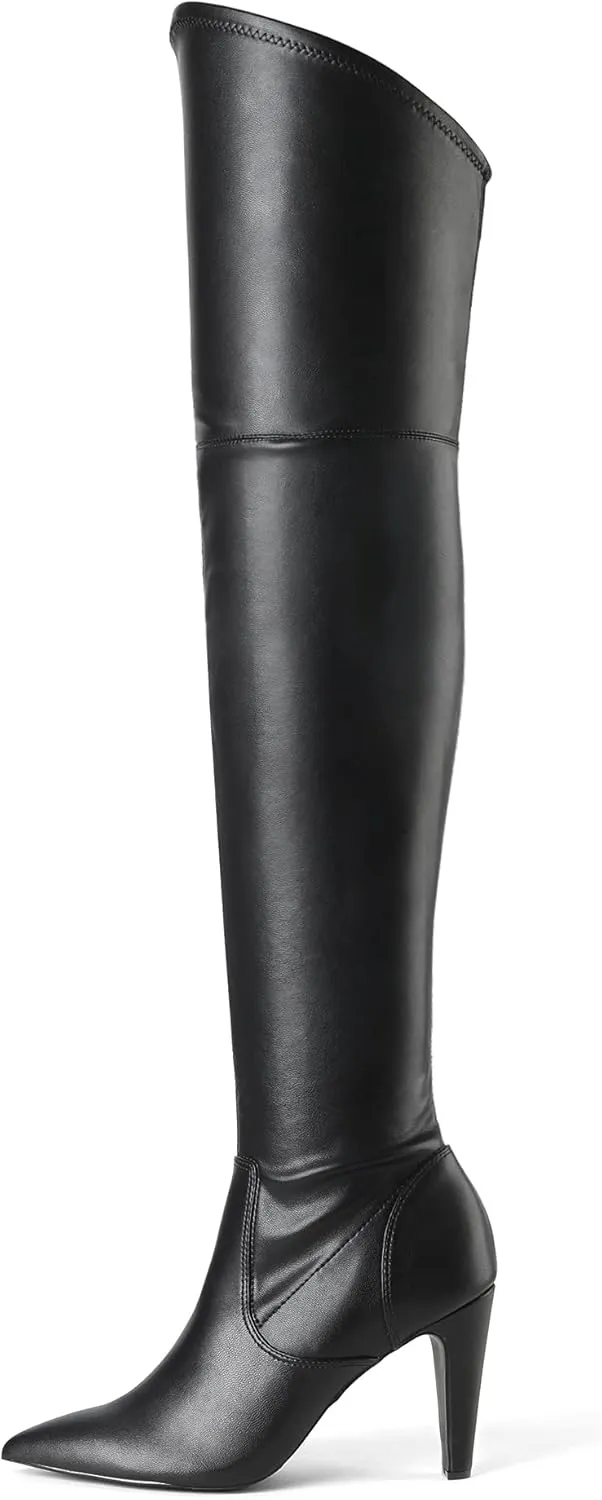DREAM PAIRS Women's Thigh High Boots Over The Knee Heels Long Sexy Pointed Toe Boots