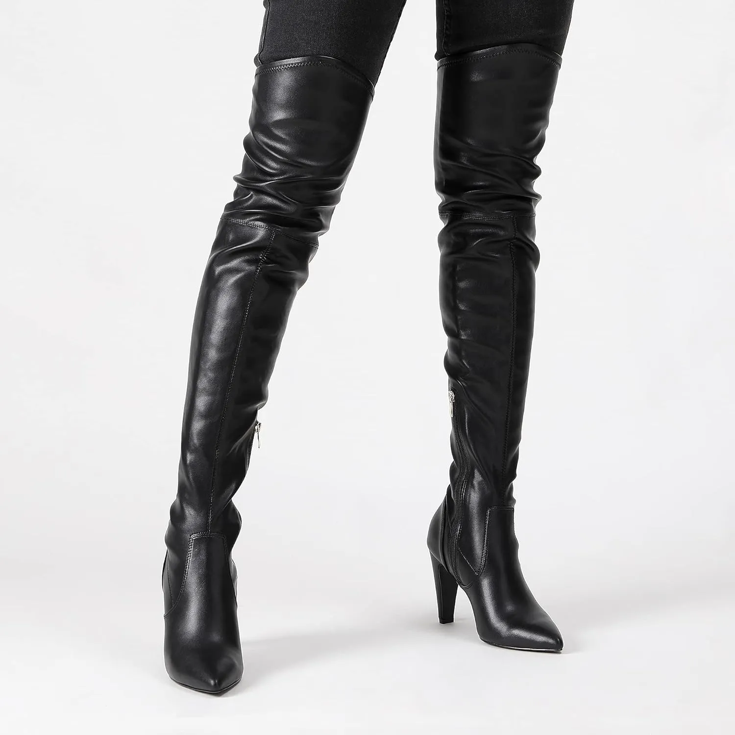 DREAM PAIRS Women's Thigh High Boots Over The Knee Heels Long Sexy Pointed Toe Boots
