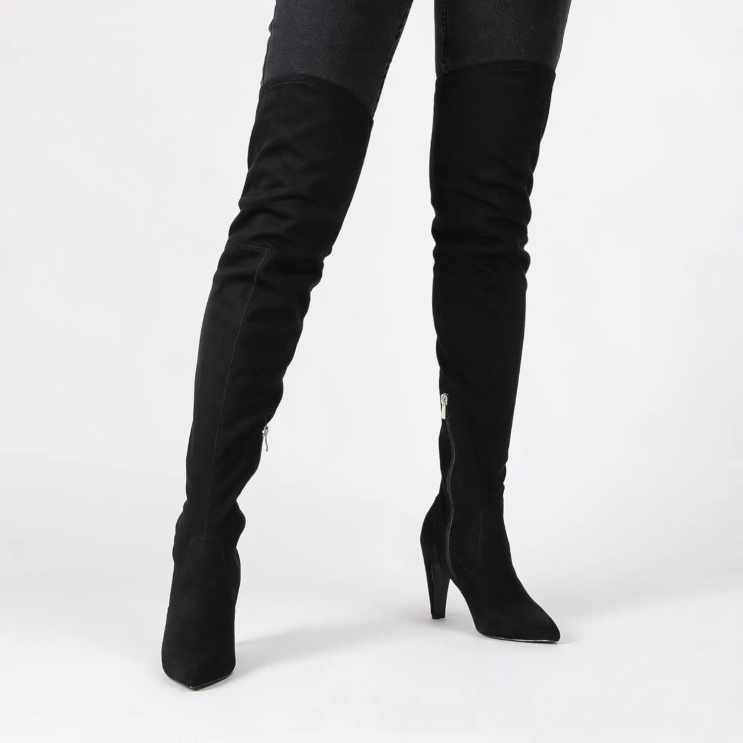 DREAM PAIRS Women's Thigh High Boots Over The Knee Heels Long Sexy Pointed Toe Boots