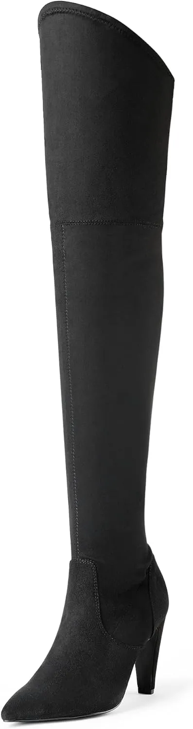 DREAM PAIRS Women's Thigh High Boots Over The Knee Heels Long Sexy Pointed Toe Boots