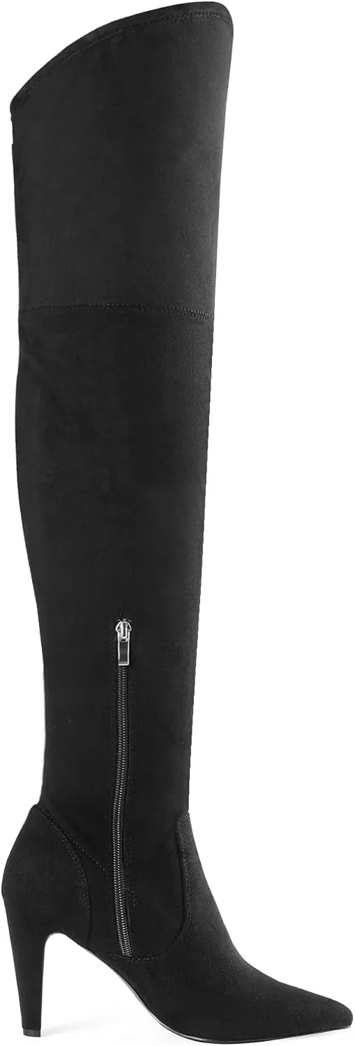 DREAM PAIRS Women's Thigh High Boots Over The Knee Heels Long Sexy Pointed Toe Boots