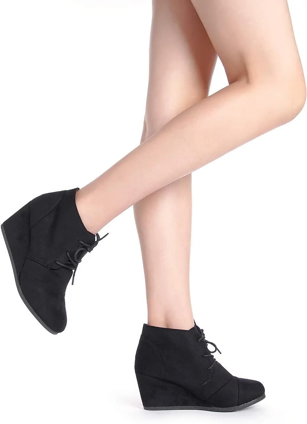 DREAM PAIRS Women's Wedge Boots Casual Fashion Lace Up Low Heel Ankle Booties Shoes
