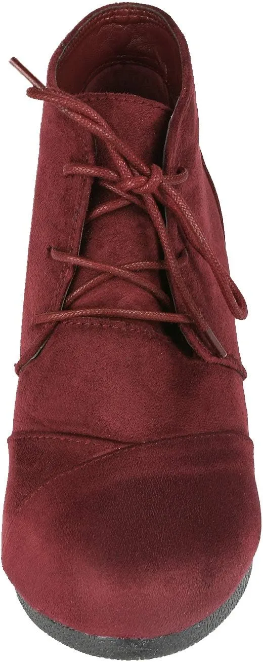 DREAM PAIRS Women's Wedge Boots Casual Fashion Lace Up Low Heel Ankle Booties Shoes