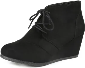 DREAM PAIRS Women's Wedge Boots Casual Fashion Lace Up Low Heel Ankle Booties Shoes