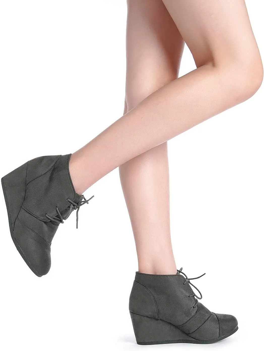 DREAM PAIRS Women's Wedge Boots Casual Fashion Lace Up Low Heel Ankle Booties Shoes