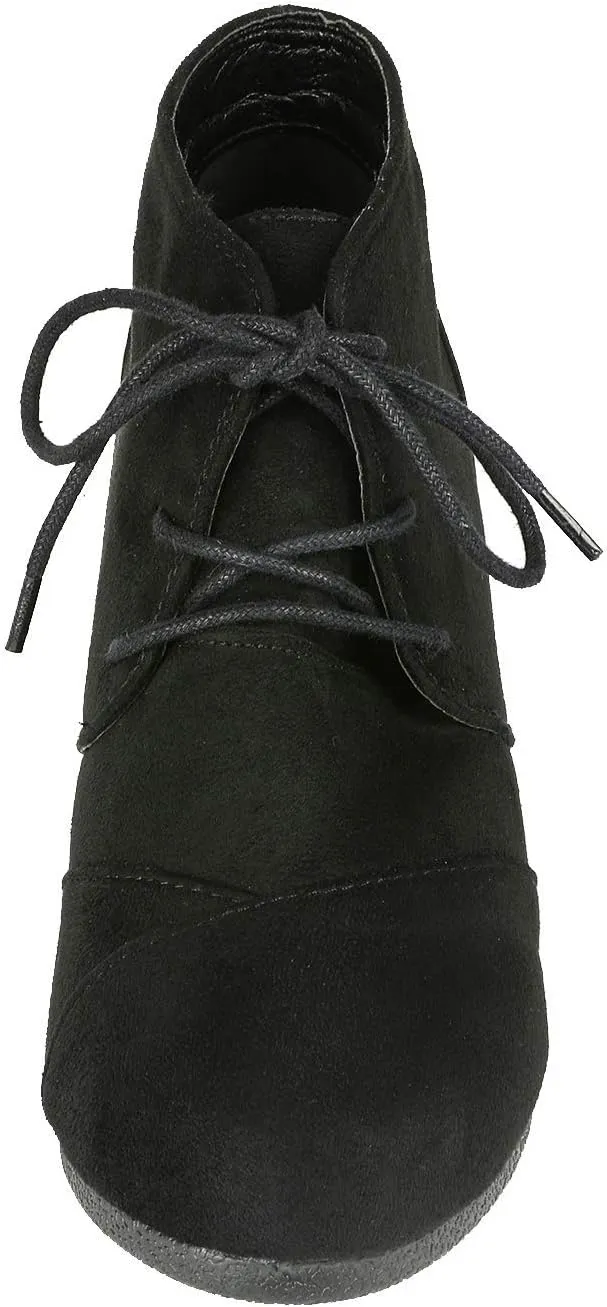 DREAM PAIRS Women's Wedge Boots Casual Fashion Lace Up Low Heel Ankle Booties Shoes
