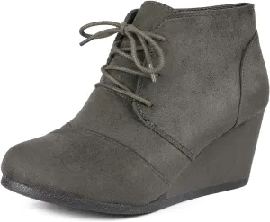 DREAM PAIRS Women's Wedge Boots Casual Fashion Lace Up Low Heel Ankle Booties Shoes
