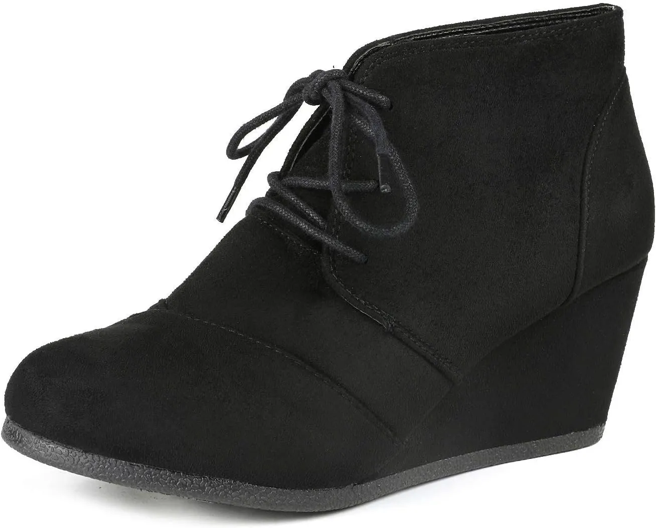 DREAM PAIRS Women's Wedge Boots Casual Fashion Lace Up Low Heel Ankle Booties Shoes