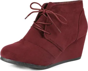 DREAM PAIRS Women's Wedge Boots Casual Fashion Lace Up Low Heel Ankle Booties Shoes