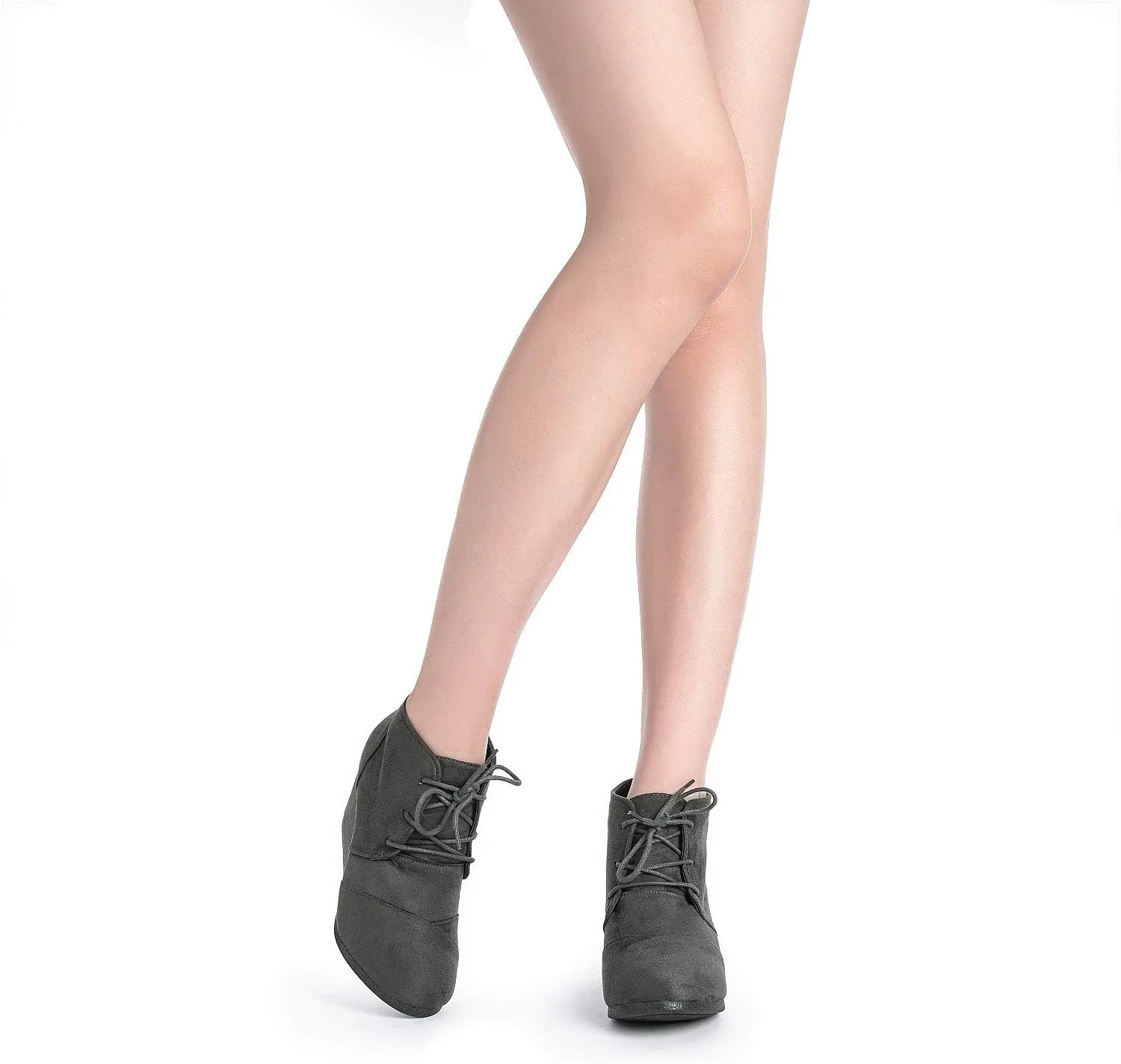 DREAM PAIRS Women's Wedge Boots Casual Fashion Lace Up Low Heel Ankle Booties Shoes