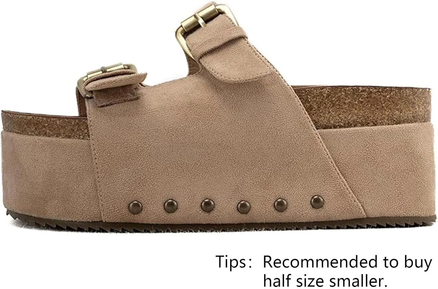 DREAMCIA Women Platform Sandals Slip On Women's Comfort Chunky Platform Slides Flat Double Duckle Casual