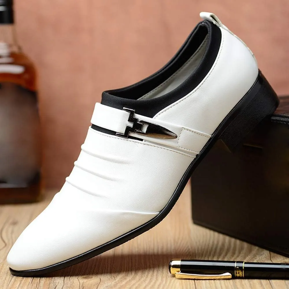 Dress Shoes for Men Loafers British Men's Leather Shoes Fashion Man Pointed Toe Formal Wedding Gold Dress Shoes Mens