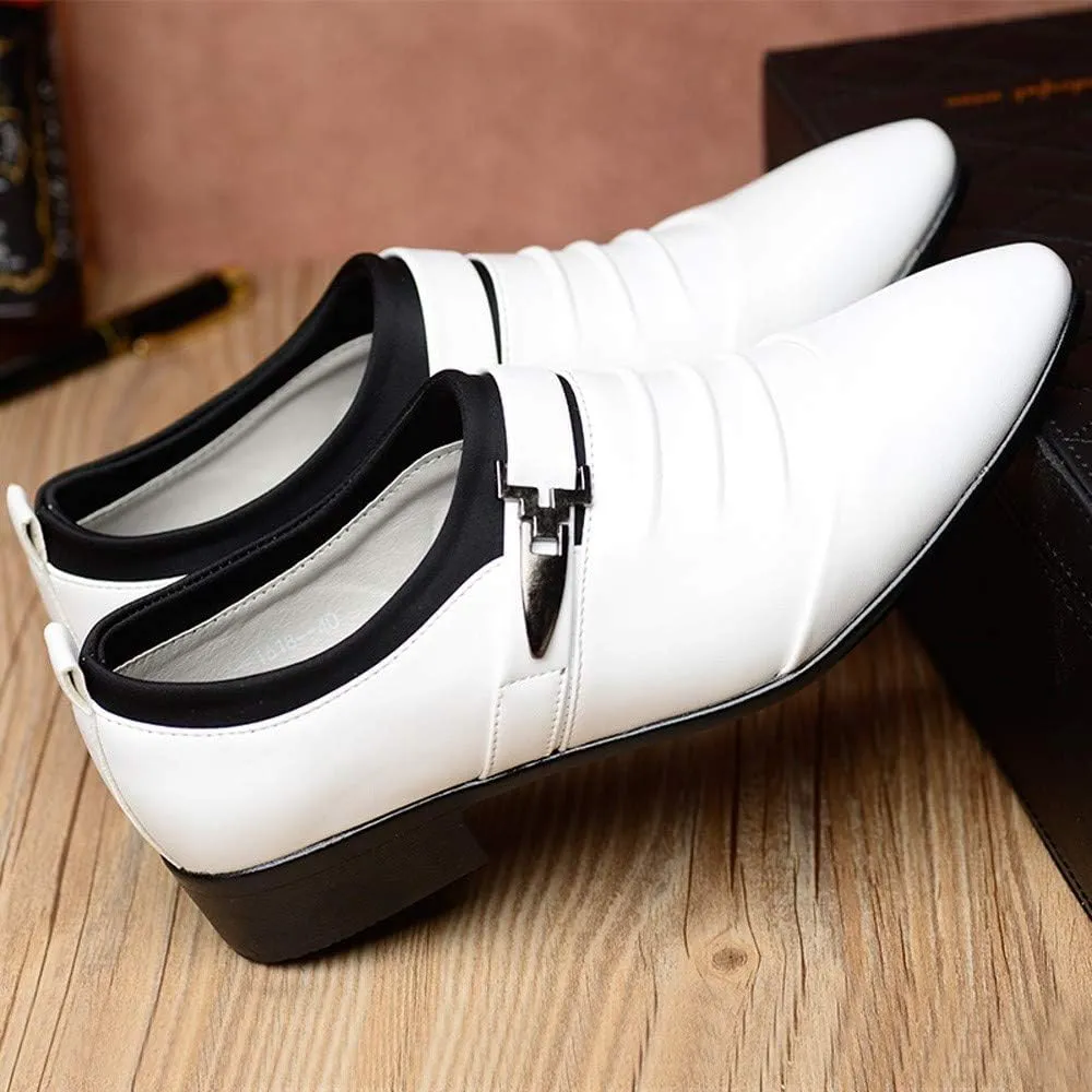 Dress Shoes for Men Loafers British Men's Leather Shoes Fashion Man Pointed Toe Formal Wedding Gold Dress Shoes Mens