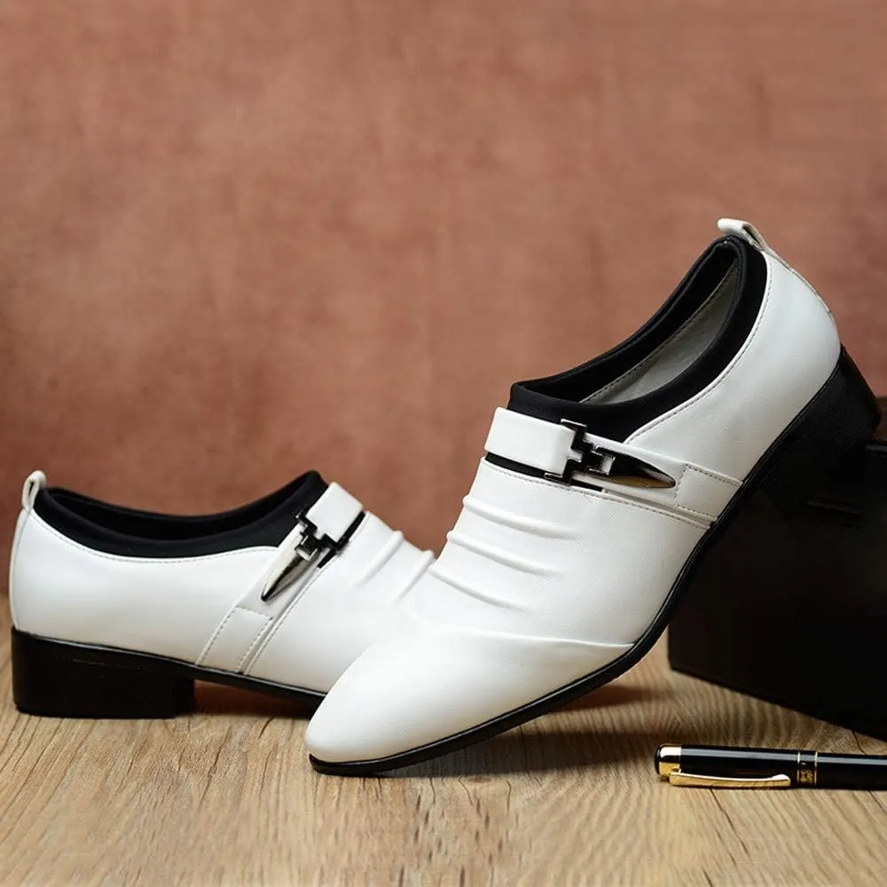 Dress Shoes for Men Loafers British Men's Leather Shoes Fashion Man Pointed Toe Formal Wedding Gold Dress Shoes Mens