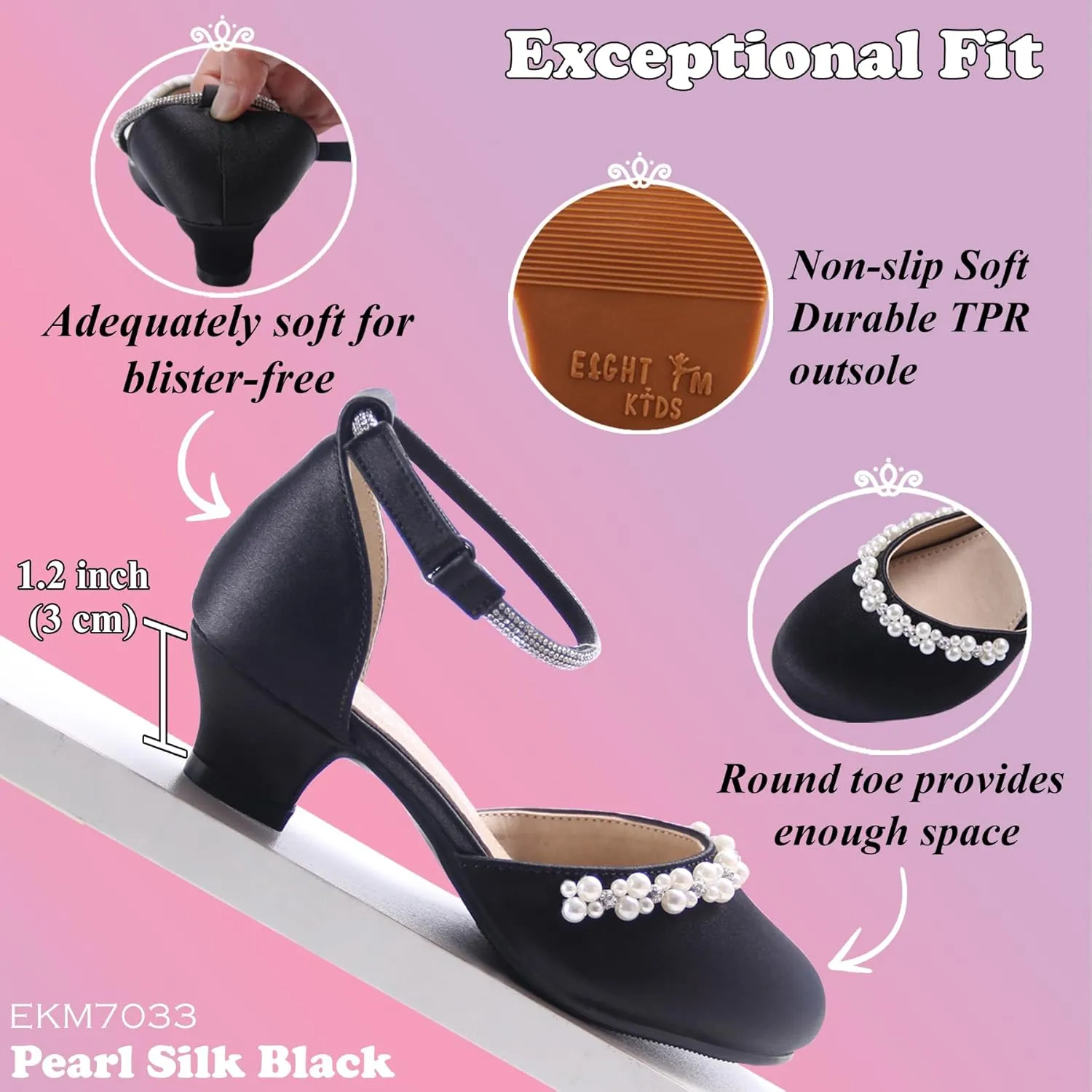 EIGHT KM Girls High Heels - Weeding Party Little Girl Heels Multi-Colored Ages 3-13 Years - High Heels for Girls & Kids - Wide Fit Toddler High Heels High Heels for Kids