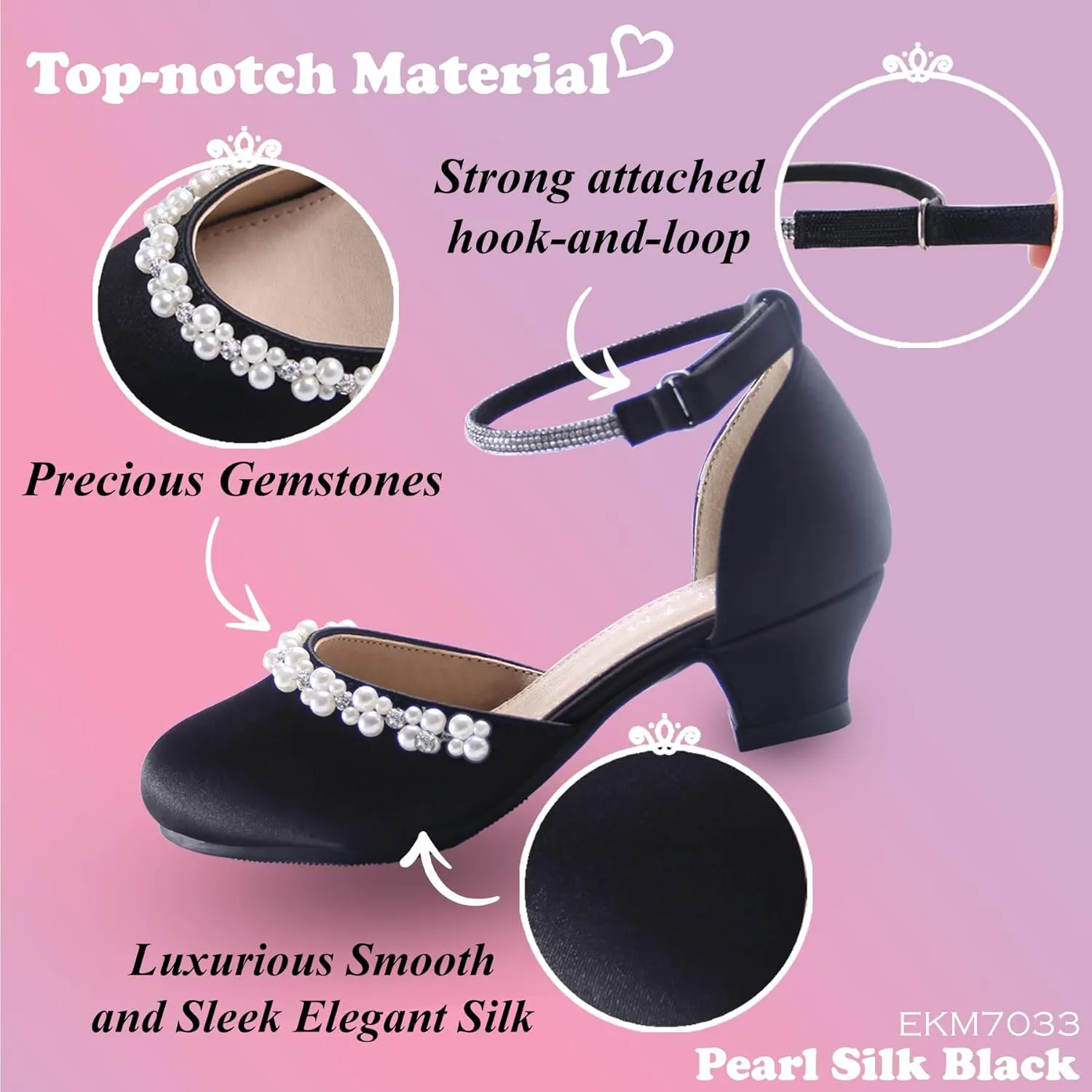 EIGHT KM Girls High Heels - Weeding Party Little Girl Heels Multi-Colored Ages 3-13 Years - High Heels for Girls & Kids - Wide Fit Toddler High Heels High Heels for Kids