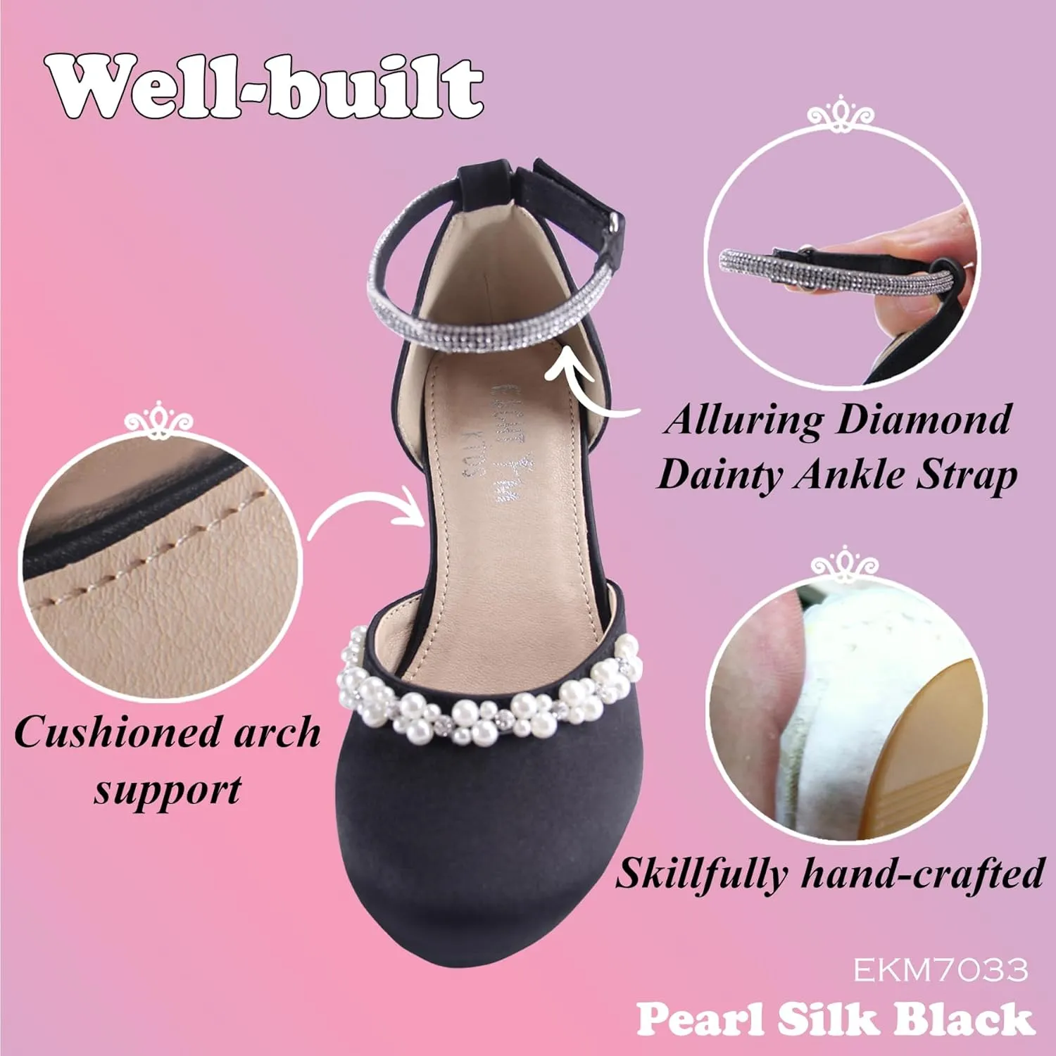 EIGHT KM Girls High Heels - Weeding Party Little Girl Heels Multi-Colored Ages 3-13 Years - High Heels for Girls & Kids - Wide Fit Toddler High Heels High Heels for Kids