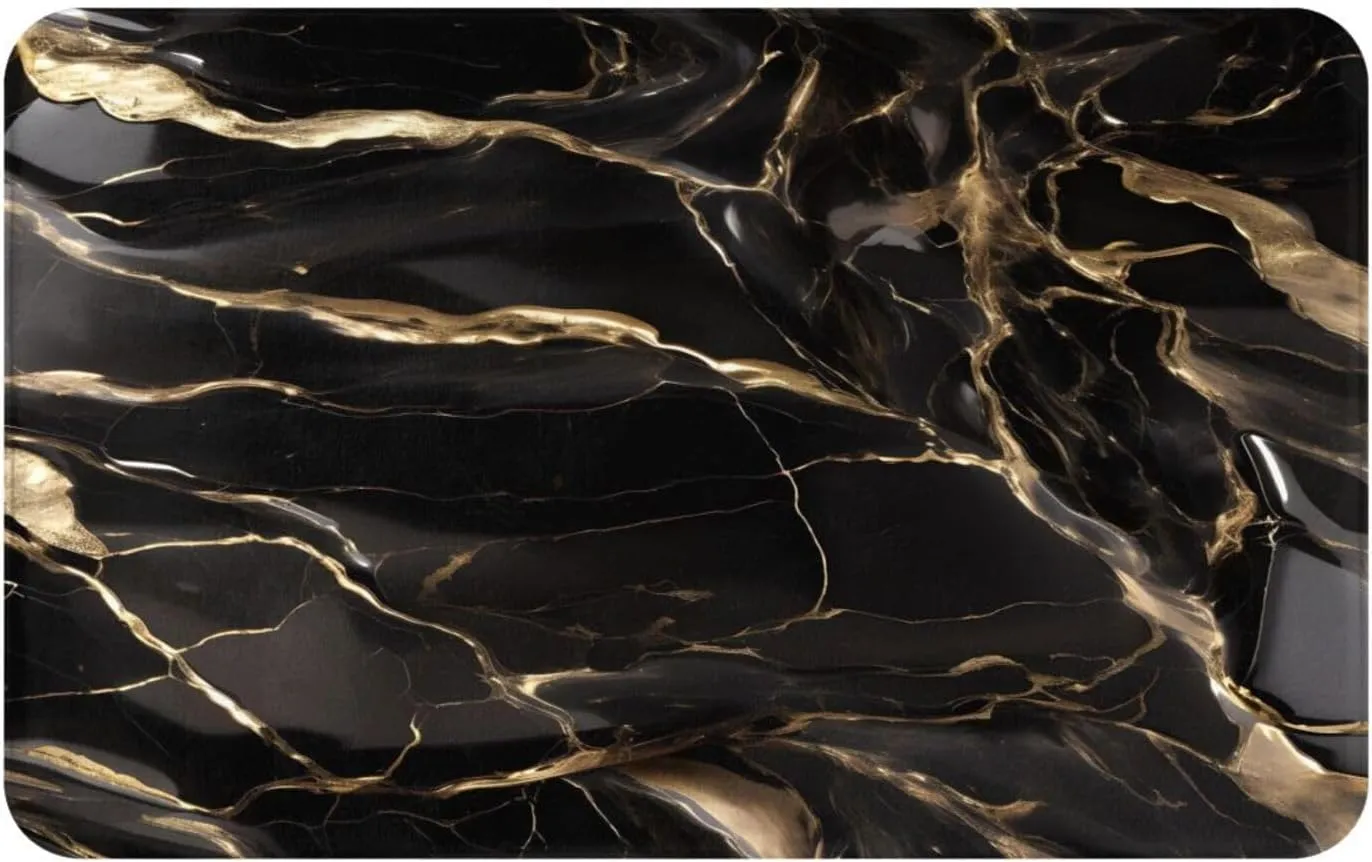 EkcoS Black Gold Marble Indoor Door Mat Floor Mat, Non Slip Front Door Mat Soft Quick Absorbent Doormats, Dust Dirt Resist Door Mats(20âœ–31.5in)