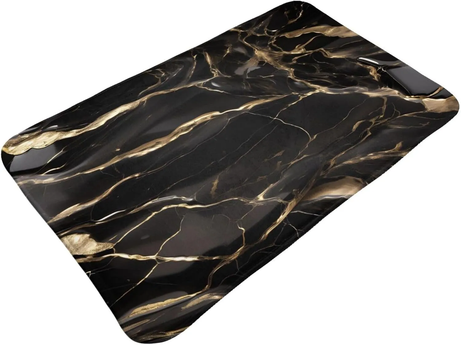 EkcoS Black Gold Marble Indoor Door Mat Floor Mat, Non Slip Front Door Mat Soft Quick Absorbent Doormats, Dust Dirt Resist Door Mats(20âœ–31.5in)